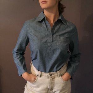 Denim collared button down